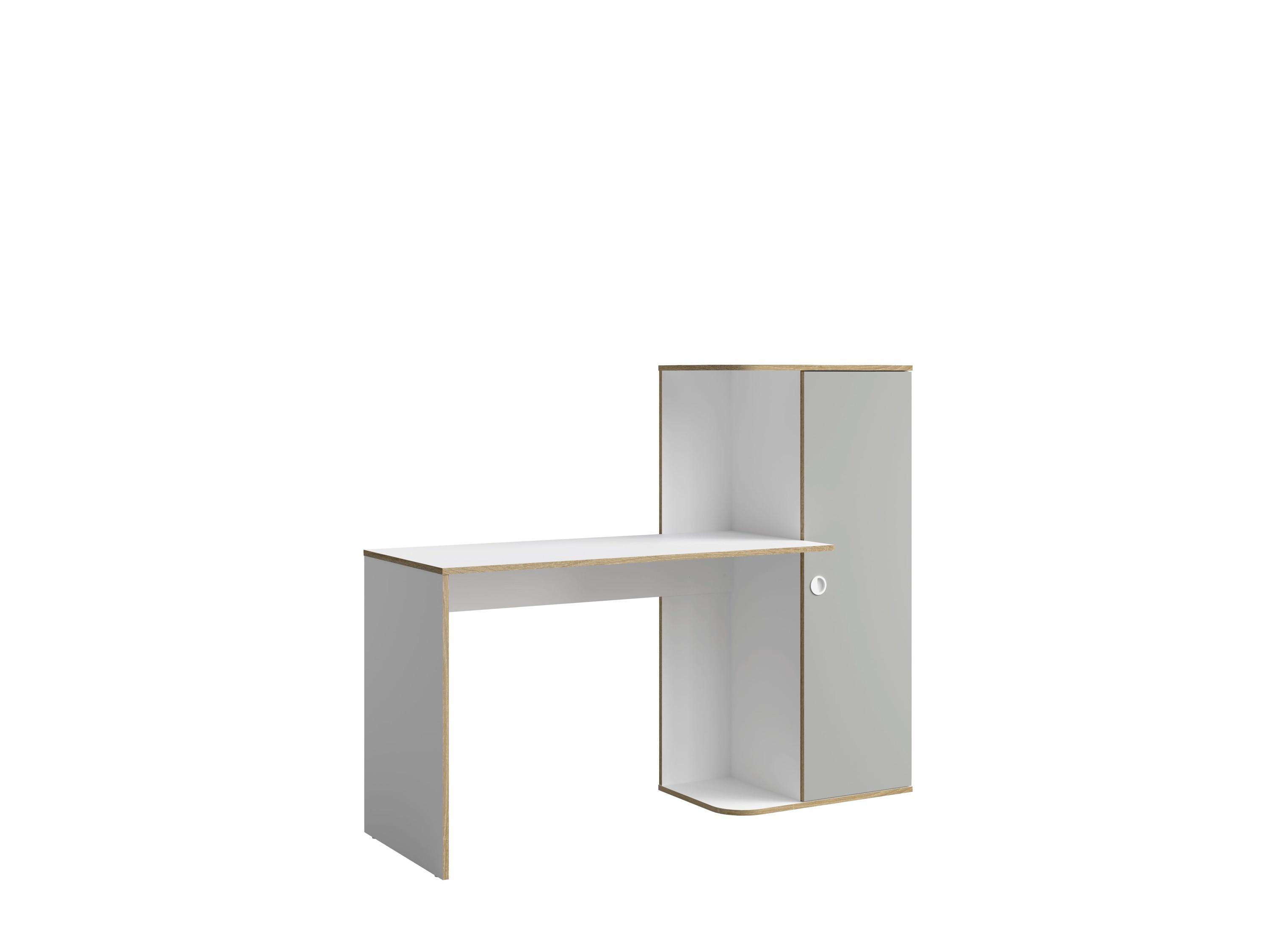 SCHREIBTISCH Weiß, Grau 160/128,5/55 - Weiß/Grau, Holzwerkstoff (90/50/129cm) - RAUMHIRSCH FURNITURE