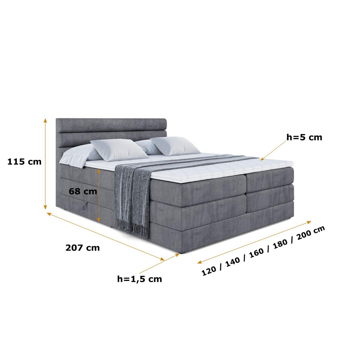 BOXSPRINGBETT CELESTIA KING - 160x200 - H3/H4 - Dunkelgrau - Dunkelgrau, Holzwerkstoff (160/200cm) - ALTDECOR