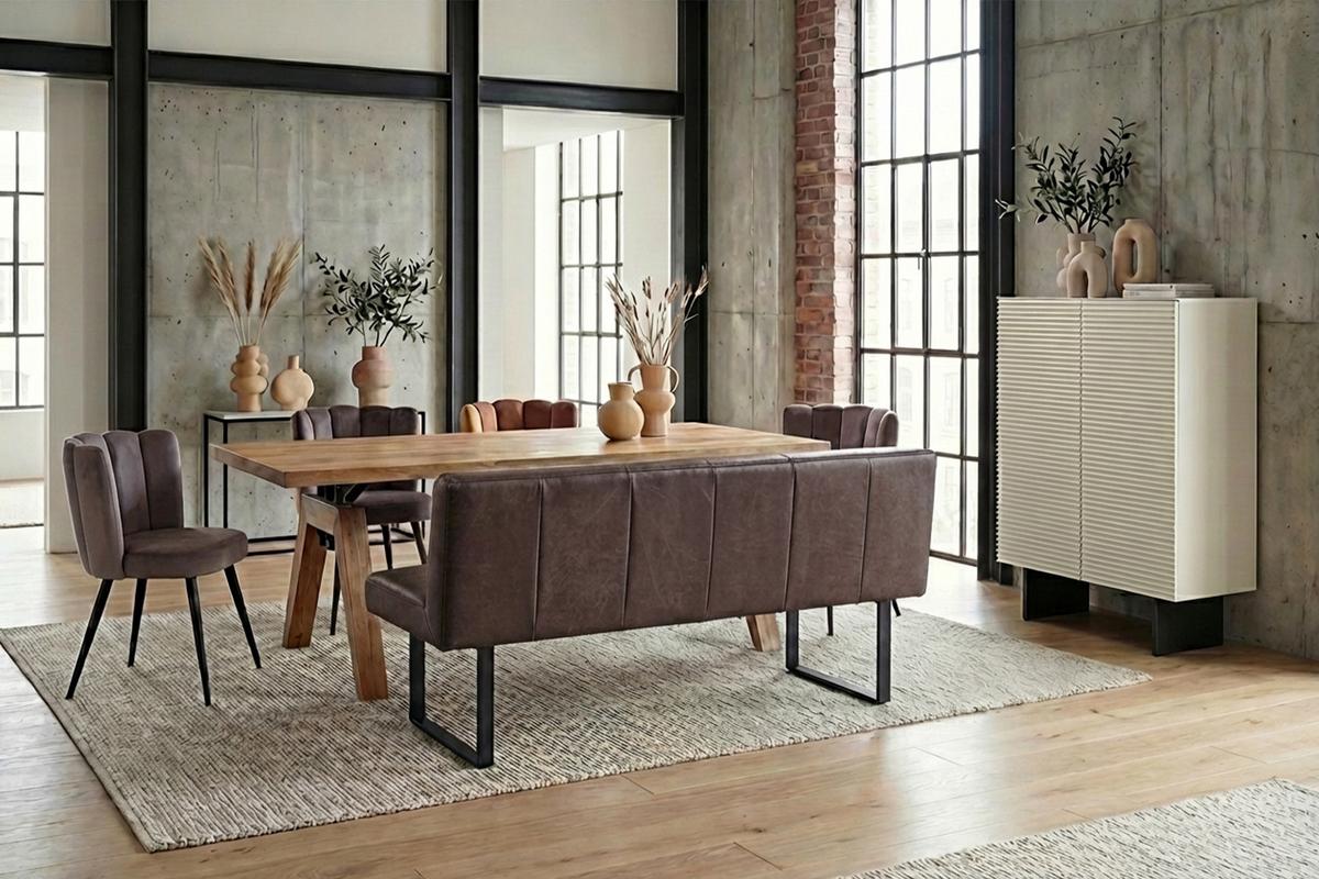 ESSZIMMERBANK ELEEN Dunkelbraun Leder - Dunkelbraun, Leder (163/85/69cm) - KAWOLA