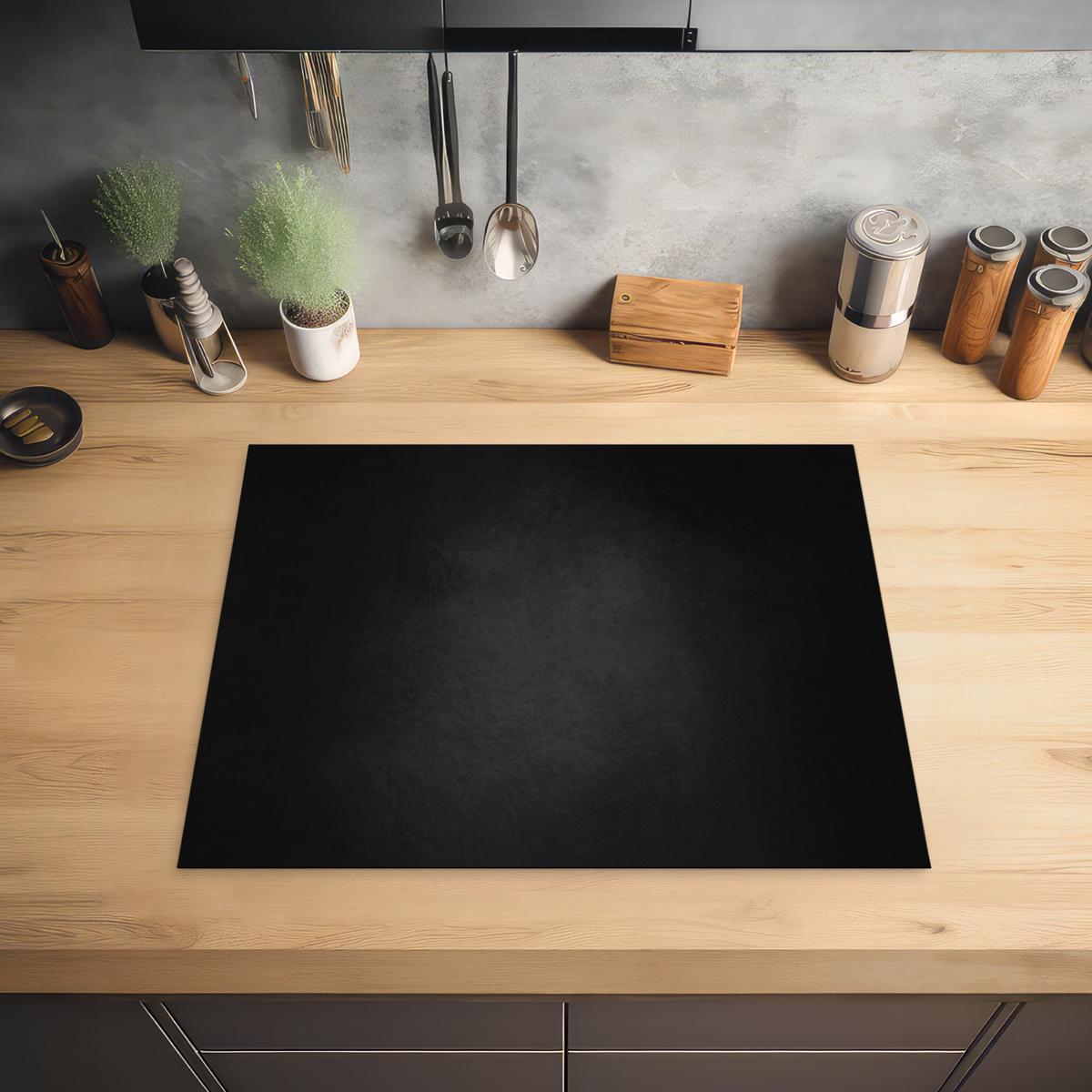 HERDABDECKPLATTE Beton - Schwarz - Grau - Strukturiert - Industriell Herdabdeckung Induktionsfeld 65x52 cm - Graphitfarben, Kunststoff (65/52/0.2cm) - MuchoWow