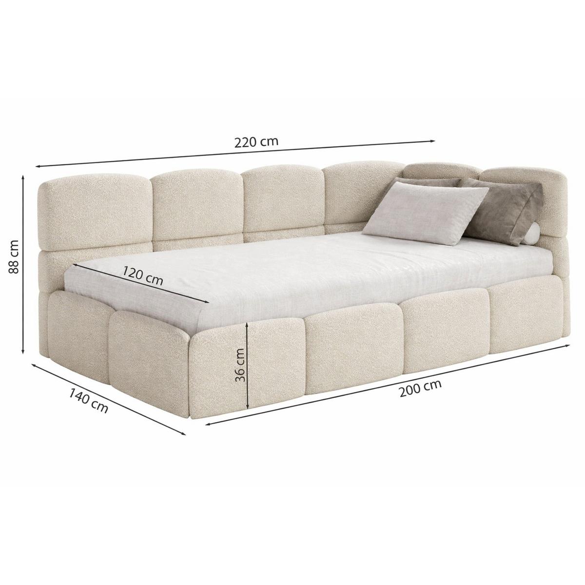 JUGENDBETT Cloudy Grau 120 cm, Bouclé - Schwarz/Grau, Kunststoff/Textil (120/200cm) - Selsey