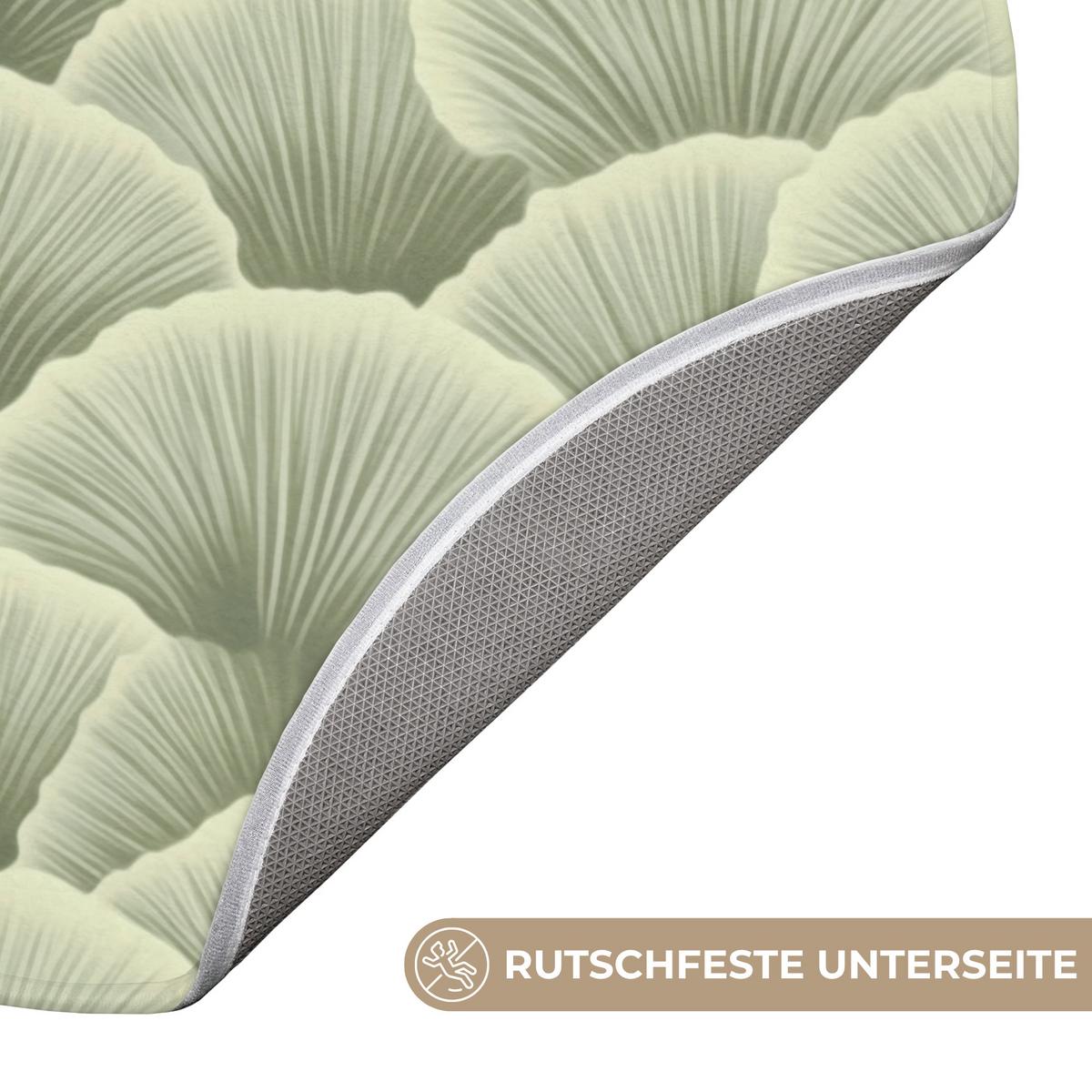 BADEMATTE Fächer - Blatt - Grün Badvorleger 70x70 cm - Pastellgrün, Textil (70/70cm) - OnlyWow