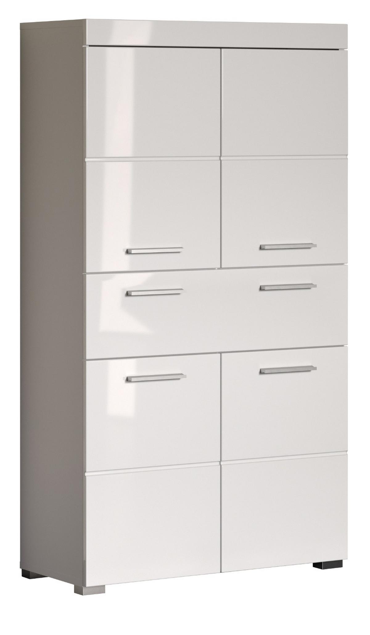 MIDISCHRANK weiß Hochglanz 73 x 132 cm, Badschrank in modernem Design - Weiß, Holzwerkstoff/Kunststoff (73/132/31cm) - Top.Furn