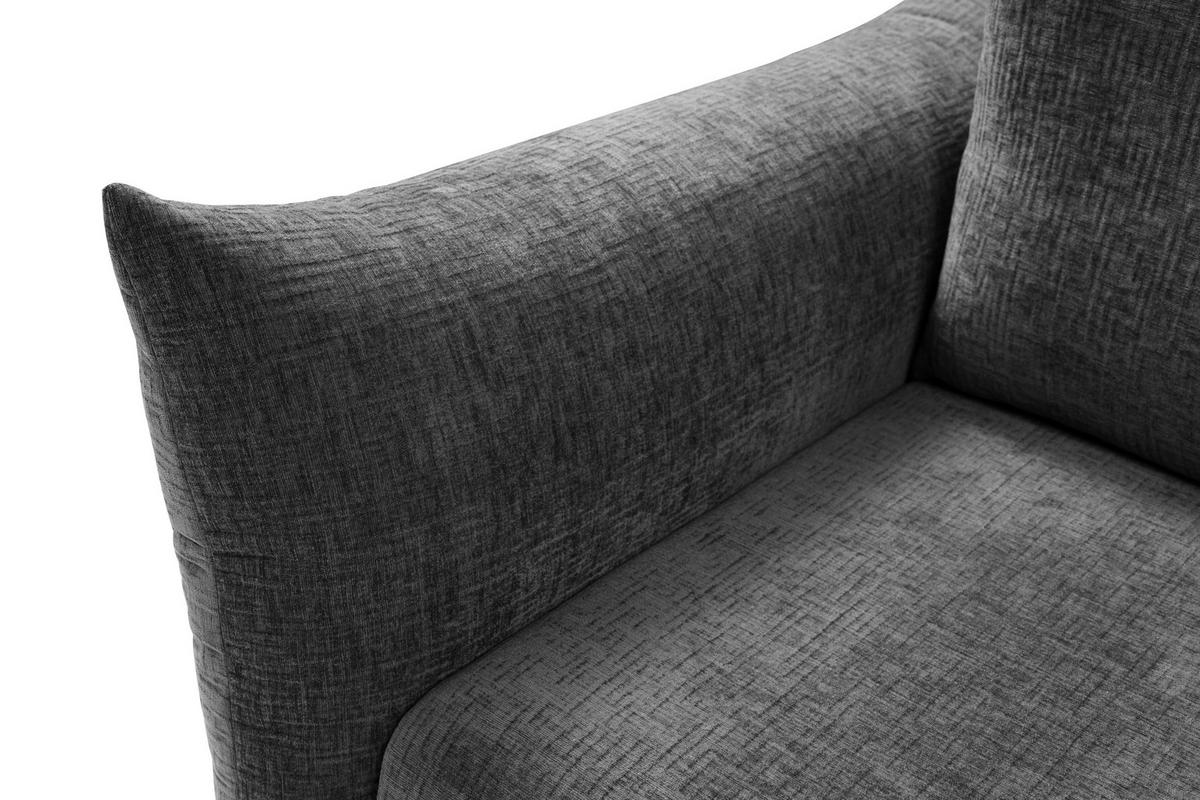 BETTSOFA UNO Graphitfarben Chenille-Stoff mit Schlaffunktion - Graphitfarben, Holz (240/90/108cm) - MASSENO