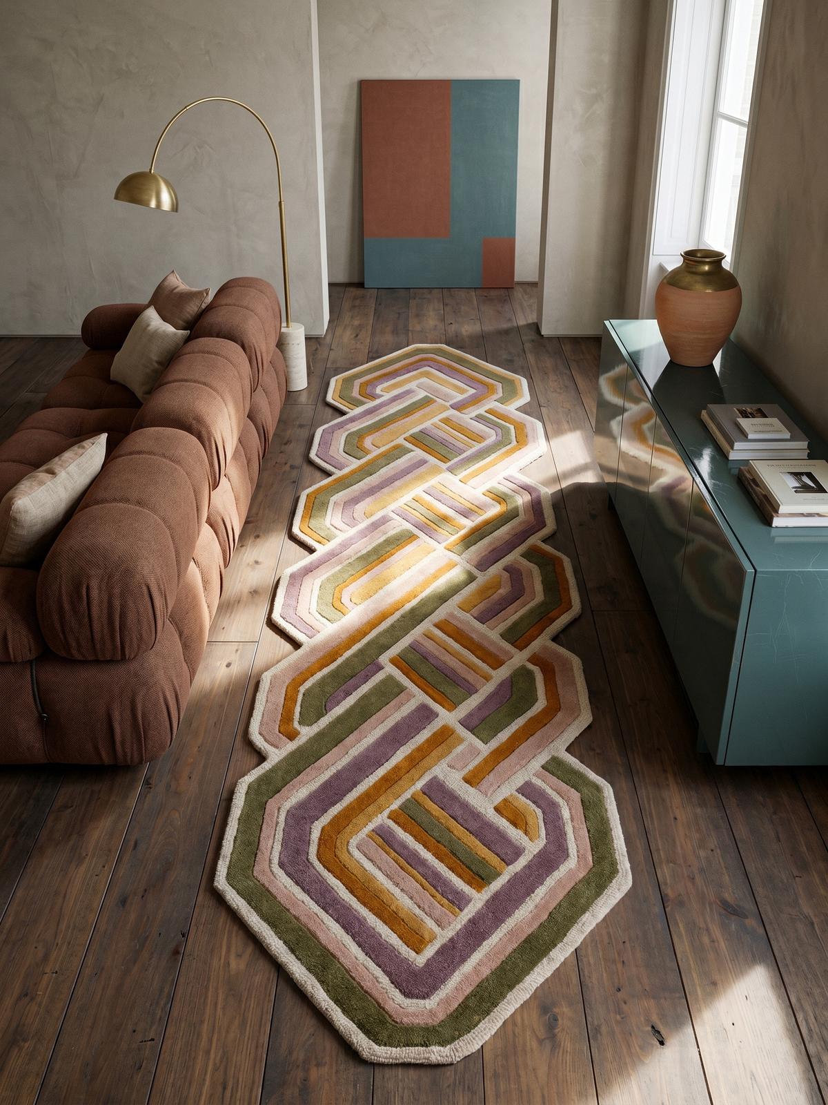 TEPPICH aus Wolle SOAR in Flieder, geometrisch, 80 x 300 cm - Rosa, Textil (300/80cm) - KADIMA DESIGN