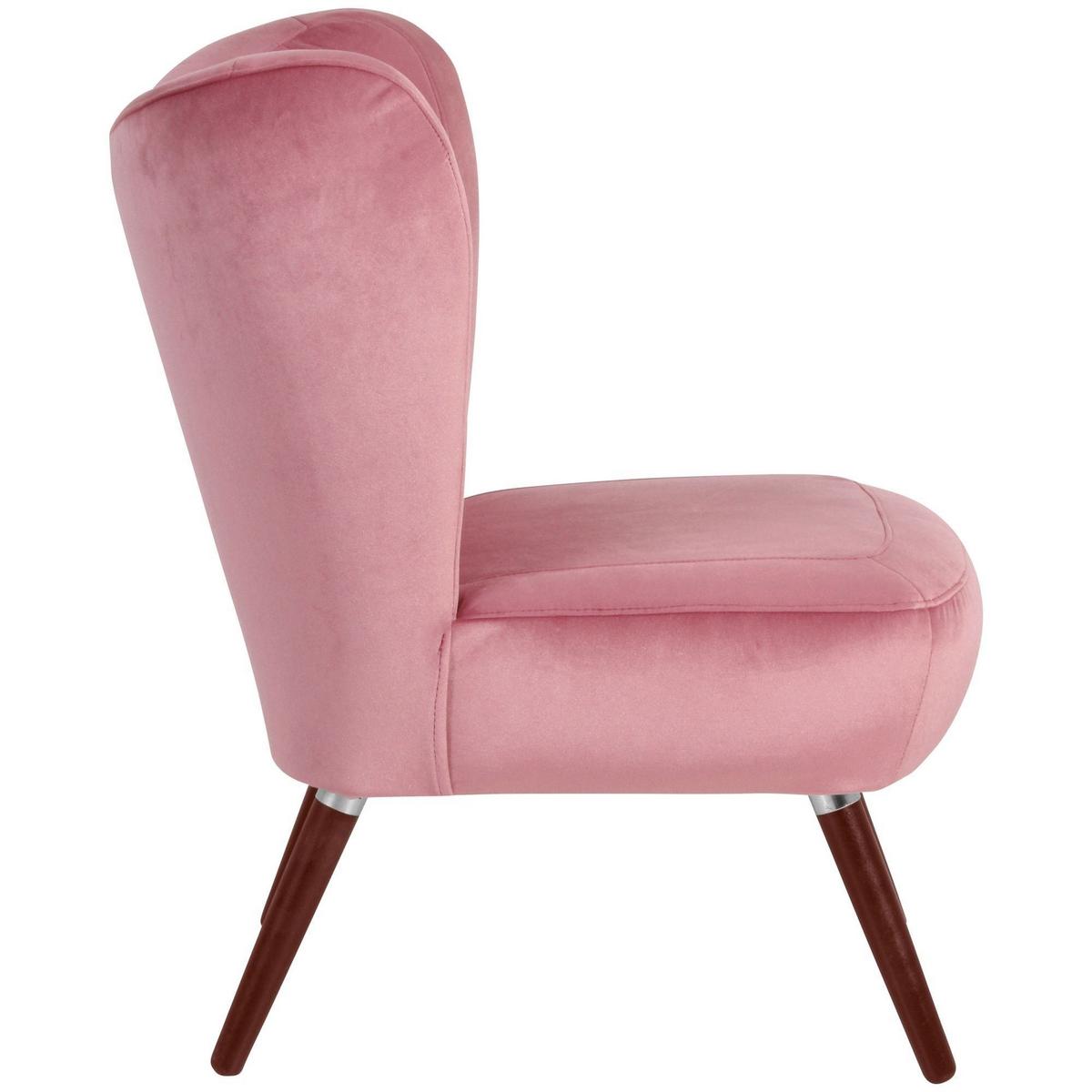SESSEL Kathy Bezug Samtvelours Buche nussbaum dunkel / rosé - Rosa, Kunststoff (70/86/69cm) - 58aufmkessel