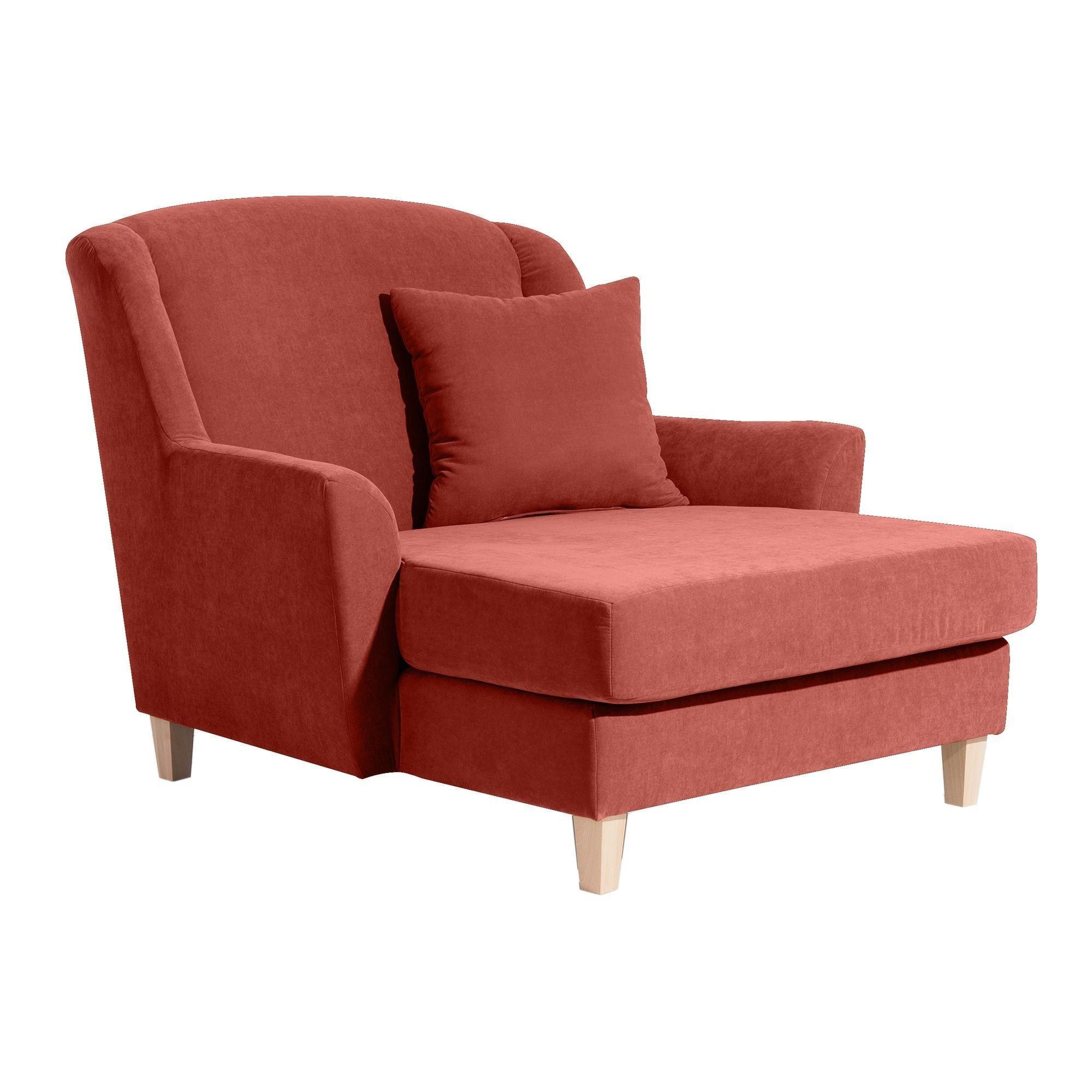 SESSEL XXL Karil Bezug Veloursstoff Buche natur / terracotta - Rot, Kunststoff (136/107/142cm) - 58aufmkessel