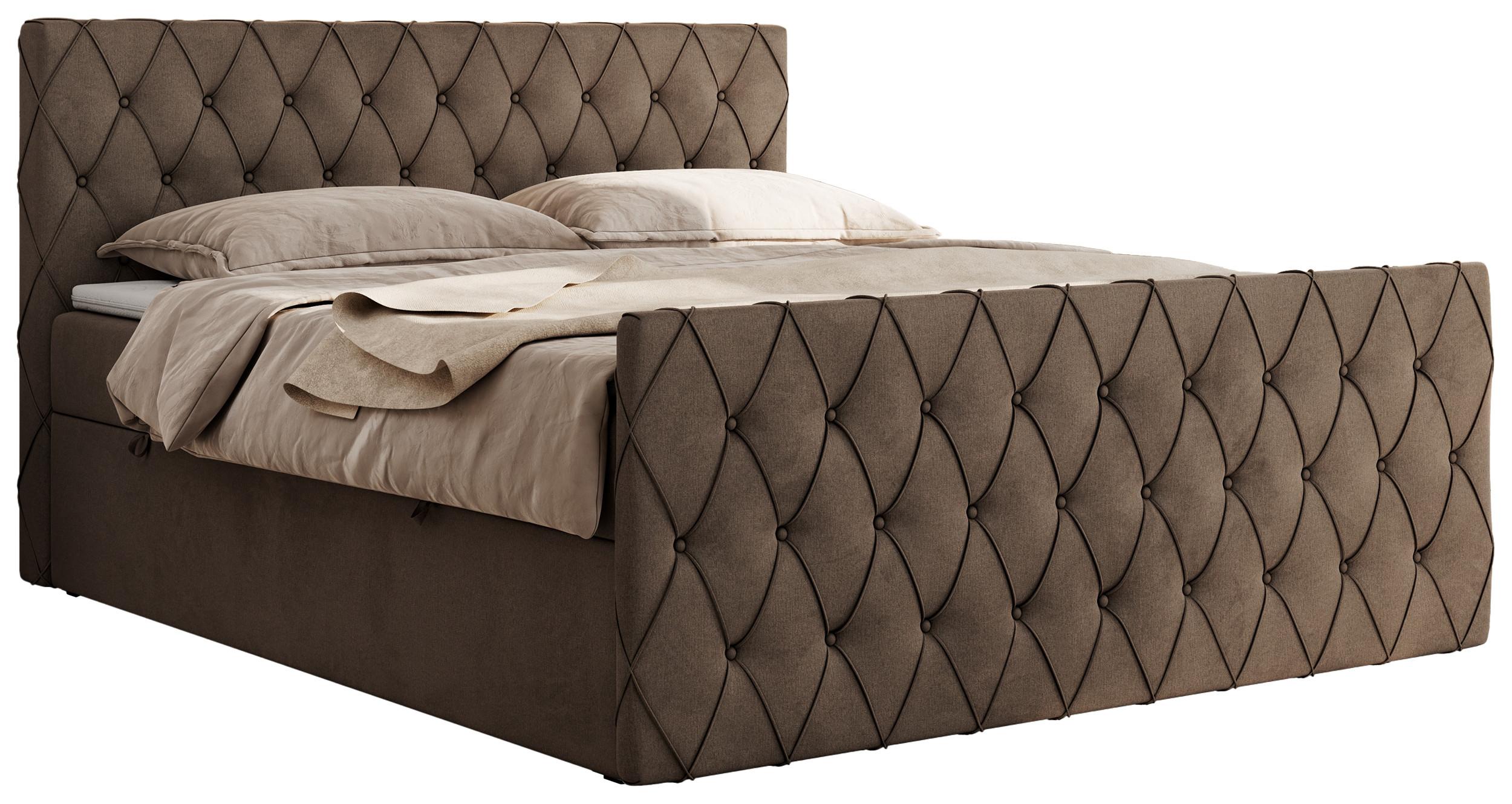 BOXBETT MIREN DUO 140/200 - Braun Velvet - H3 - Braun, Holz/Textil (140/200cm) - MKS