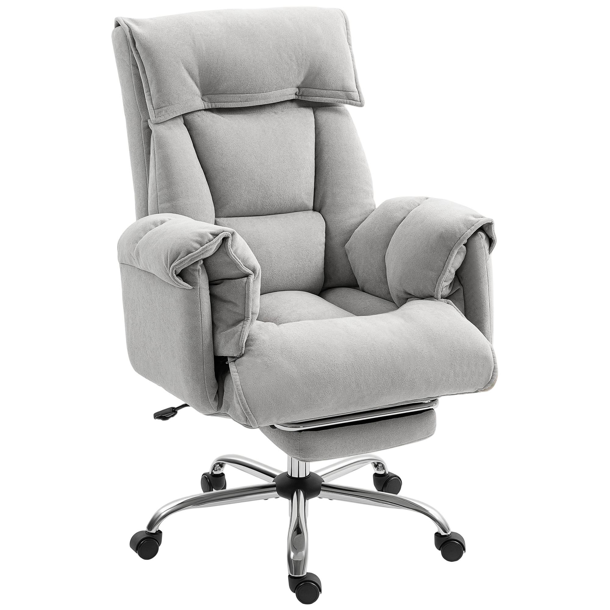BÜROSTUHL Polyester Stahl Hellgrau - Chromfarben/Hellgrau, Textil/Metall (75/118/77cm) - HOMCOM