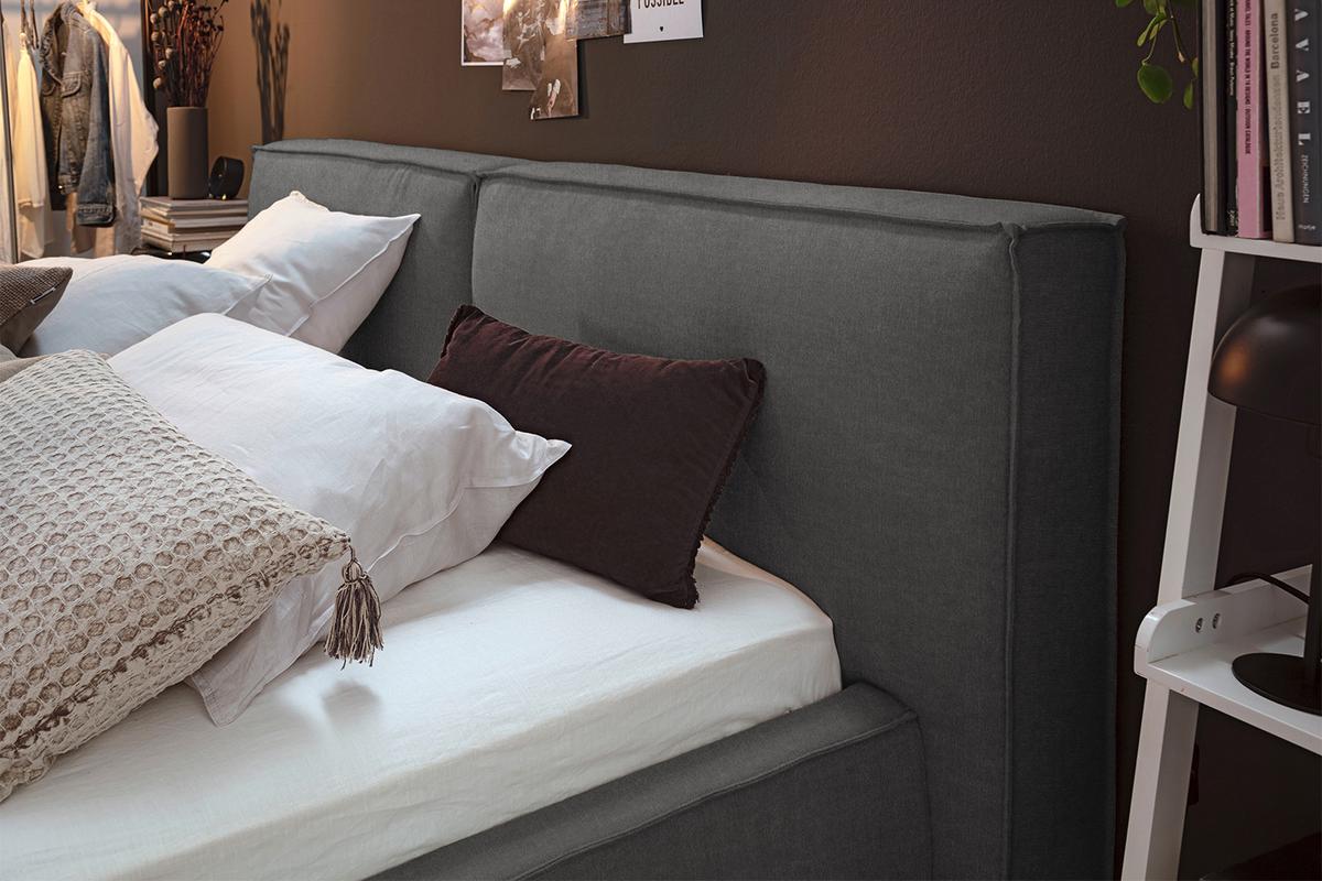 POLSTERBETT CARLO Anthrazit Flachgewebe - Anthrazit, Textil (140/200cm) - KAWOLA