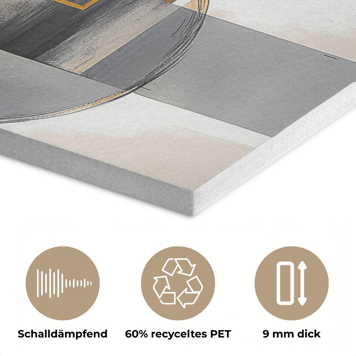AKUSTIKBILD Abstrakt - Gold - Silber - Formen - Ästhetisch - Modern Wanddeko 60x90 cm - Goldfarben, Kunststoff (60/90/0.9cm) - MuchoWow