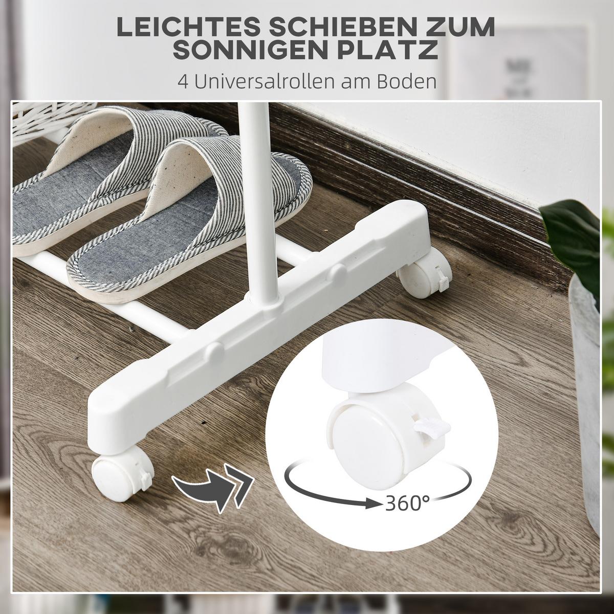 KLEIDERSTÄNDER Garderobenständer mit Kleiderstange, Haken, Regal, Weiß - Weiß, Metall (42/145/68.5cm) - HOMCOM