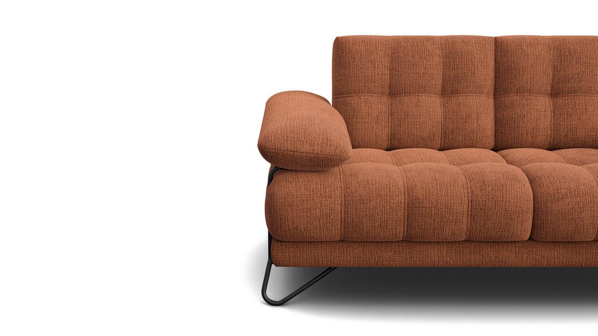 SOFA BUBBARA 2-Sitzer, rostrot - Schwarz/Orange, Holz/Textil (185/87/96cm) - Wozimo