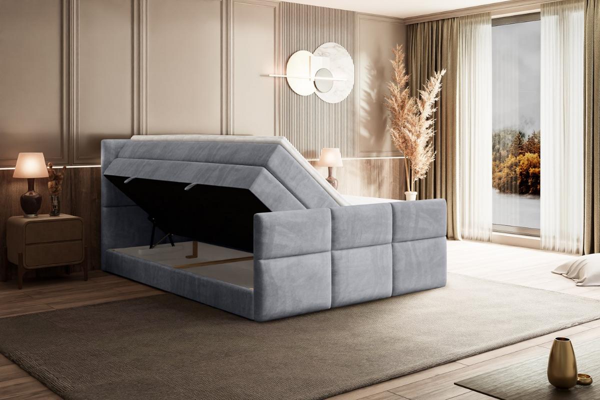 BOXSPRINGBETT OHIO-Z KING - 120x200 - H3/H4 - Hellgrau - Hellgrau, Holzwerkstoff (120/200cm) - ALTDECOR