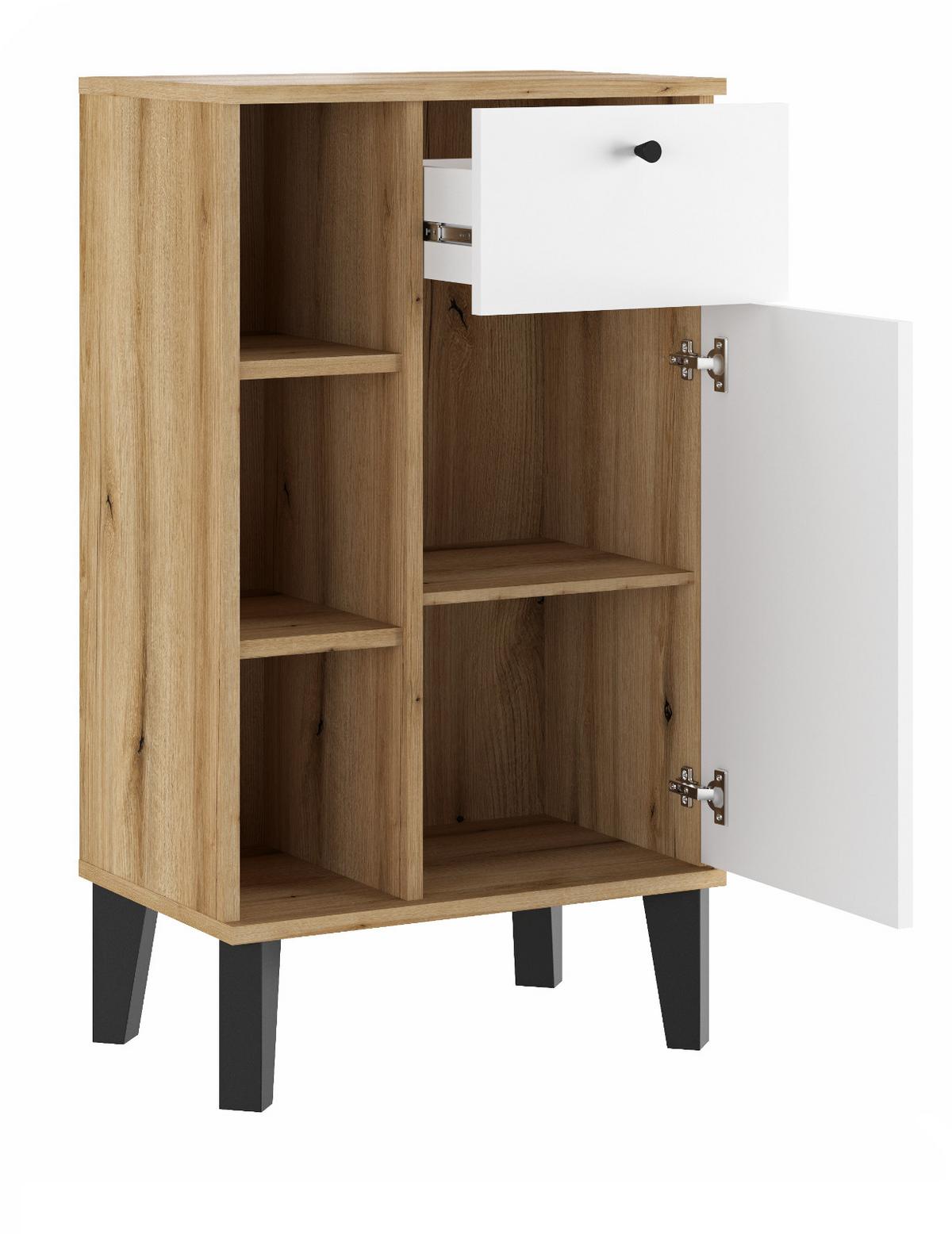 BADKOMMODE weiß, Evoke Eiche, Badkommode, 51 x 90 cm - Eichefarben/Schwarz, Holzwerkstoff/Kunststoff (51/90/33cm) - Furn.Design