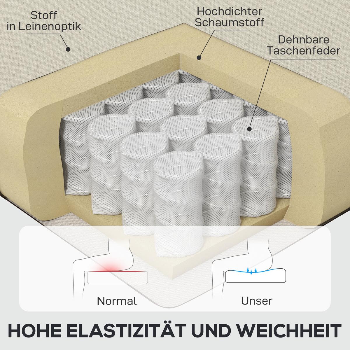 OHRENSESSEL Polyester, Holz, Cremeweiß - Creme/Schwarz, Holz/Textil (86/102/74cm) - HOMCOM