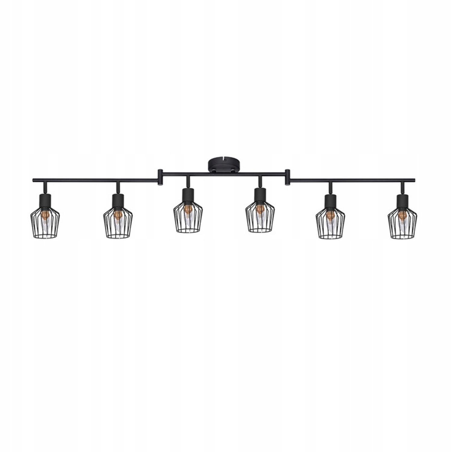 DECKENSTRAHLER Franziska 6-flammig 122/20/10 cm - Schwarz, Metall (122/20/10cm) - Nettlife