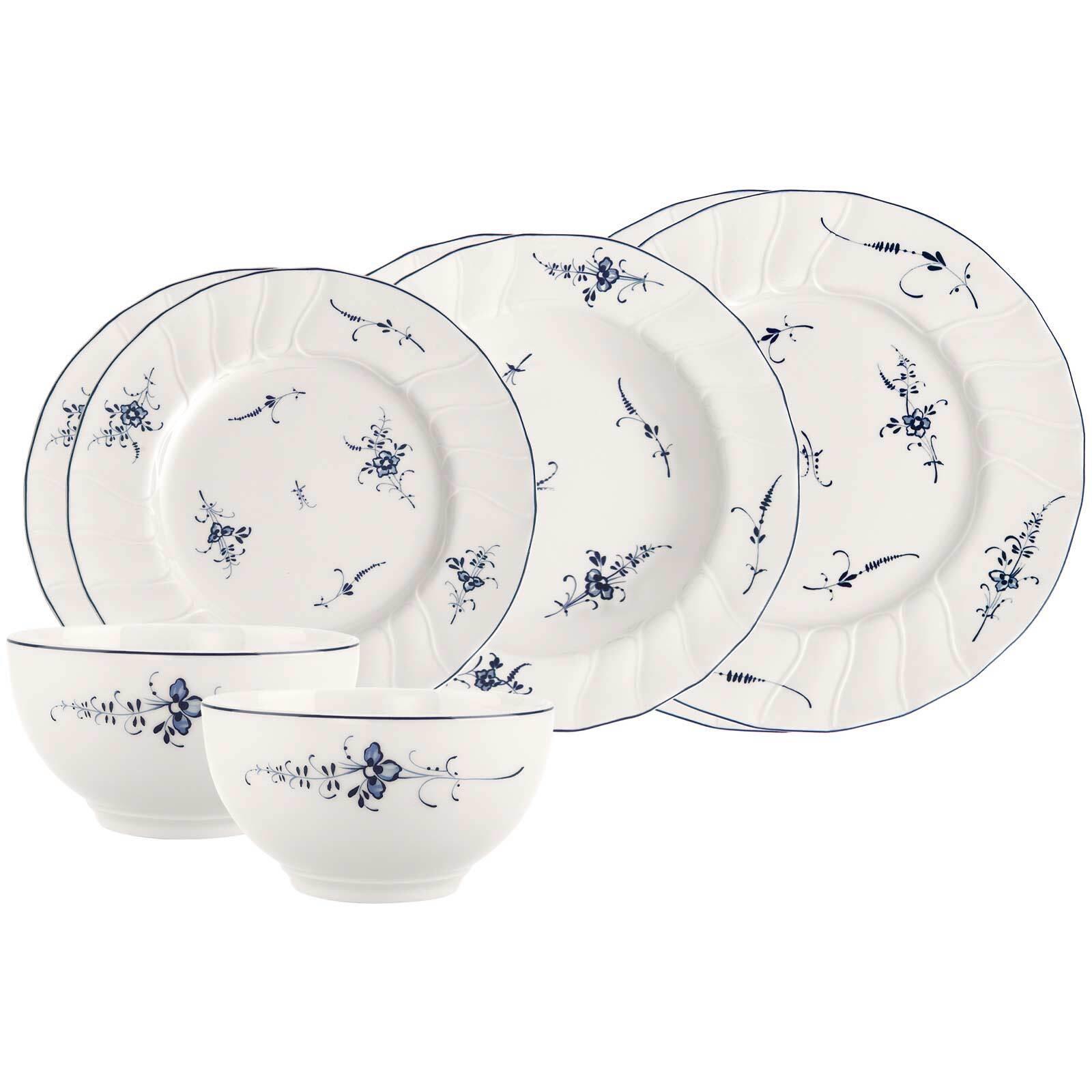 EINSTEIGER-SET Vieux Luxembourg weiß-blau 8-tlg. - Blau/Weiß, Keramik (2/2/2cm) - Villeroy & Boch