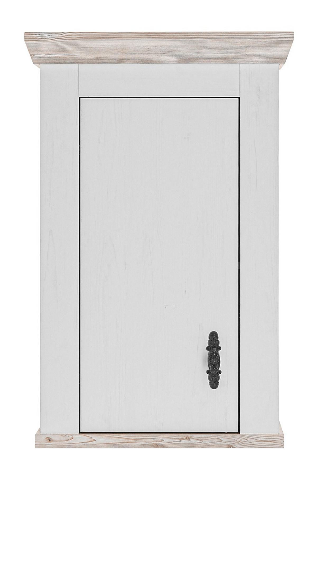 HÄNGESCHRANK weiß Pinie Landhaus, Küchenschrank hängend 55 x 85 cm, Soft-Close - Schwarz/Weiß, Holzwerkstoff/Metall (55/85/34cm) - Furn.Design