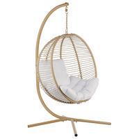 HÄNGESESSEL mit Gestell Flechtseil beige 98/100 cm Arco - Beige, Textil (100/197/98cm) - Beliani