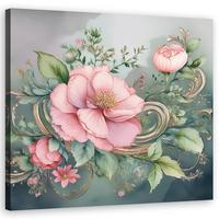 WANDBILD vintage rosa blume - Pink, Textil (50/50cm) - Feeby