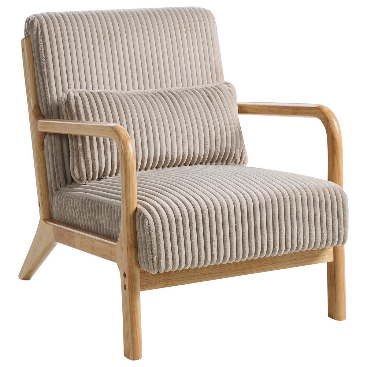 SESSEL Sorsele Cord Beige - Hellbraun/Beige, Holz/Textil (64/77/82cm) - Beliani