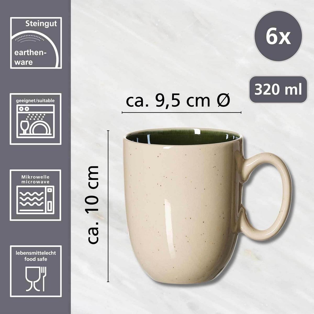 KAFFEEBECHER Skog Dunkelgrün 400 ml 6-tlg. - Dunkelgrün, Keramik (0.4L) - Ritzenhoff Breker