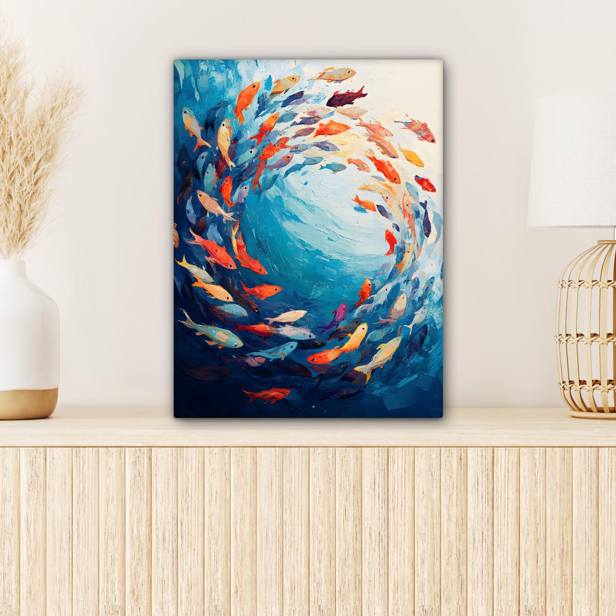 LEINWANDBILD Meer - Fische - Bunt - Dynamisch Room Decor 30x40 cm - Hellblau, Textil (30/40cm) - MuchoWow