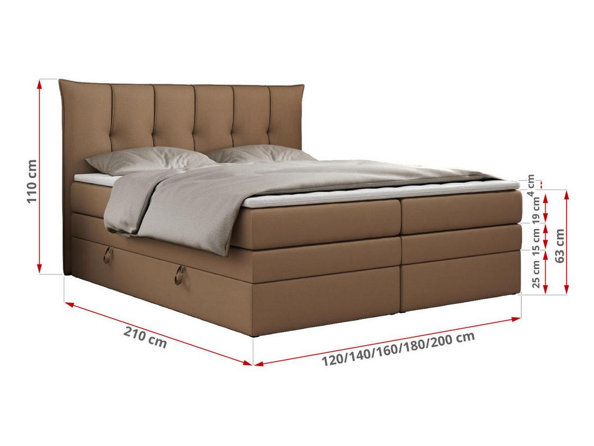 BOXSPRINGBETT PREMIUM 10 KING 200/200 Braun Kunstleder - H3 - Braun, Holz/Textil (200/200cm) - MKS