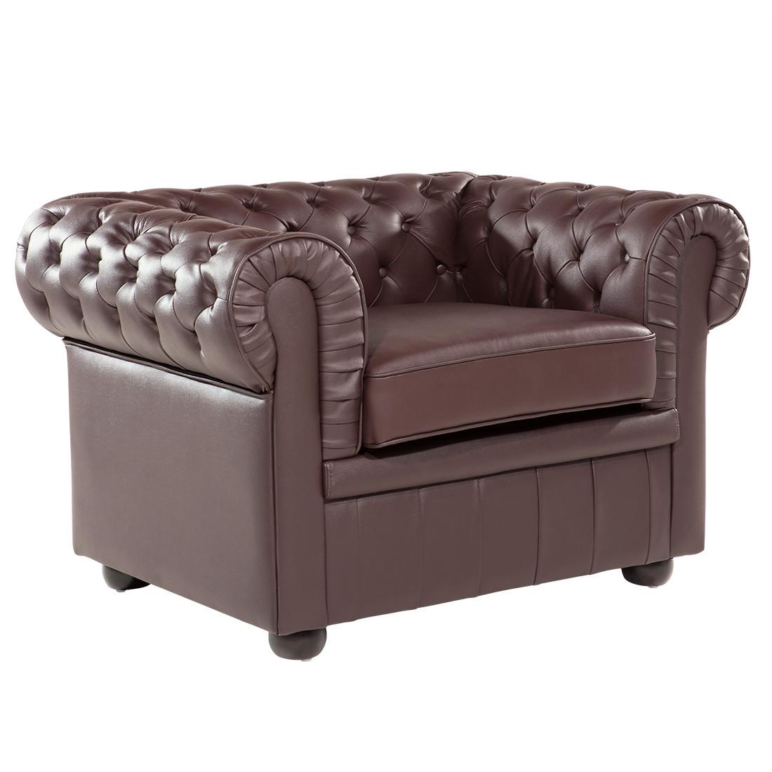 SESSEL Leder braun Chesterfield - Braun, Leder (108/70/77cm) - Beliani