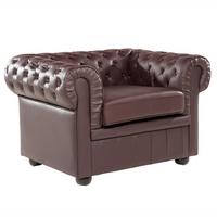 SESSEL Leder braun Chesterfield - Braun, Leder (108/70/77cm) - Beliani