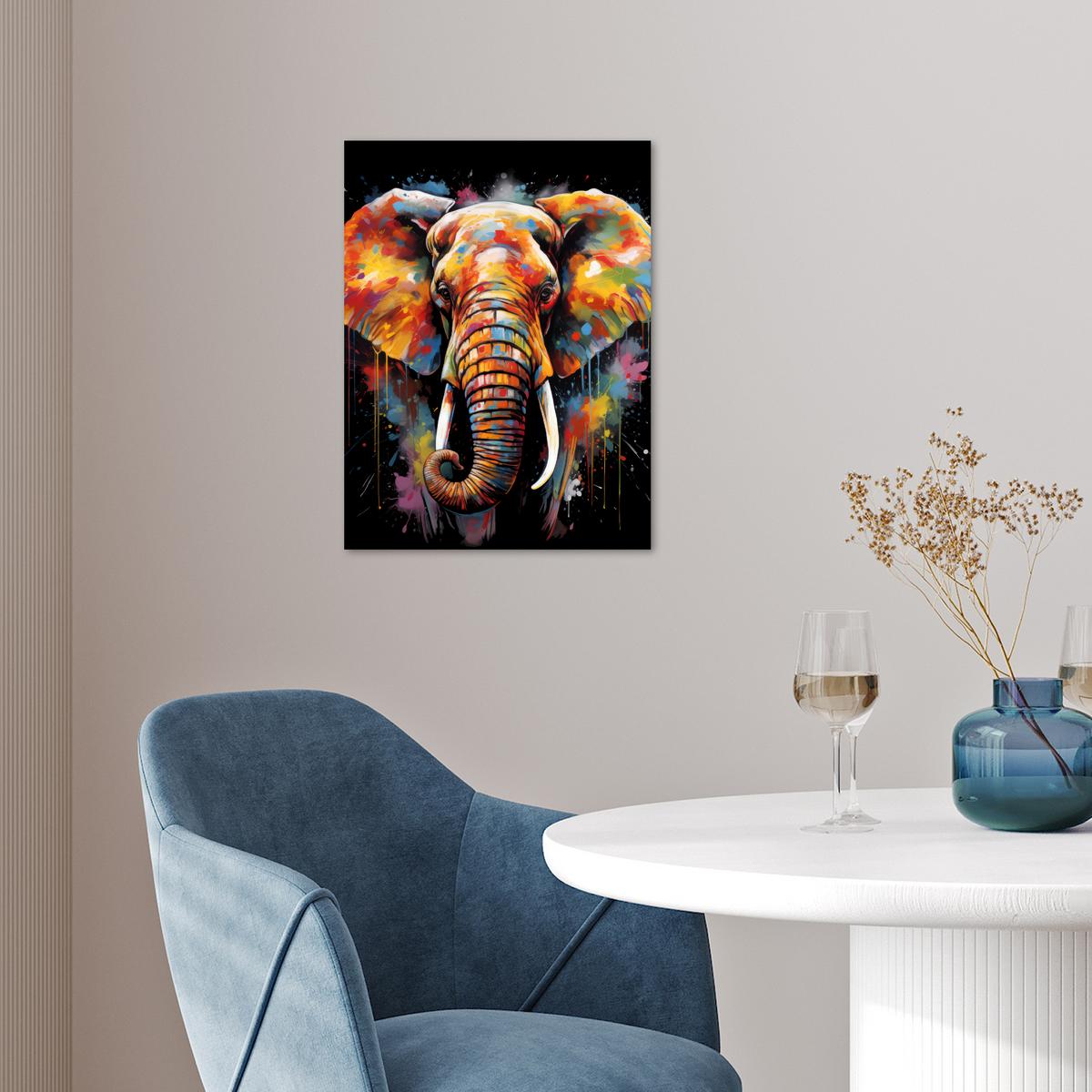 POSTER Elefant - Graffiti - Schwarz - Tiere - Farben Wandbilder 30x40 cm - Schwarz, Papier (30/40/0.1cm) - MuchoWow