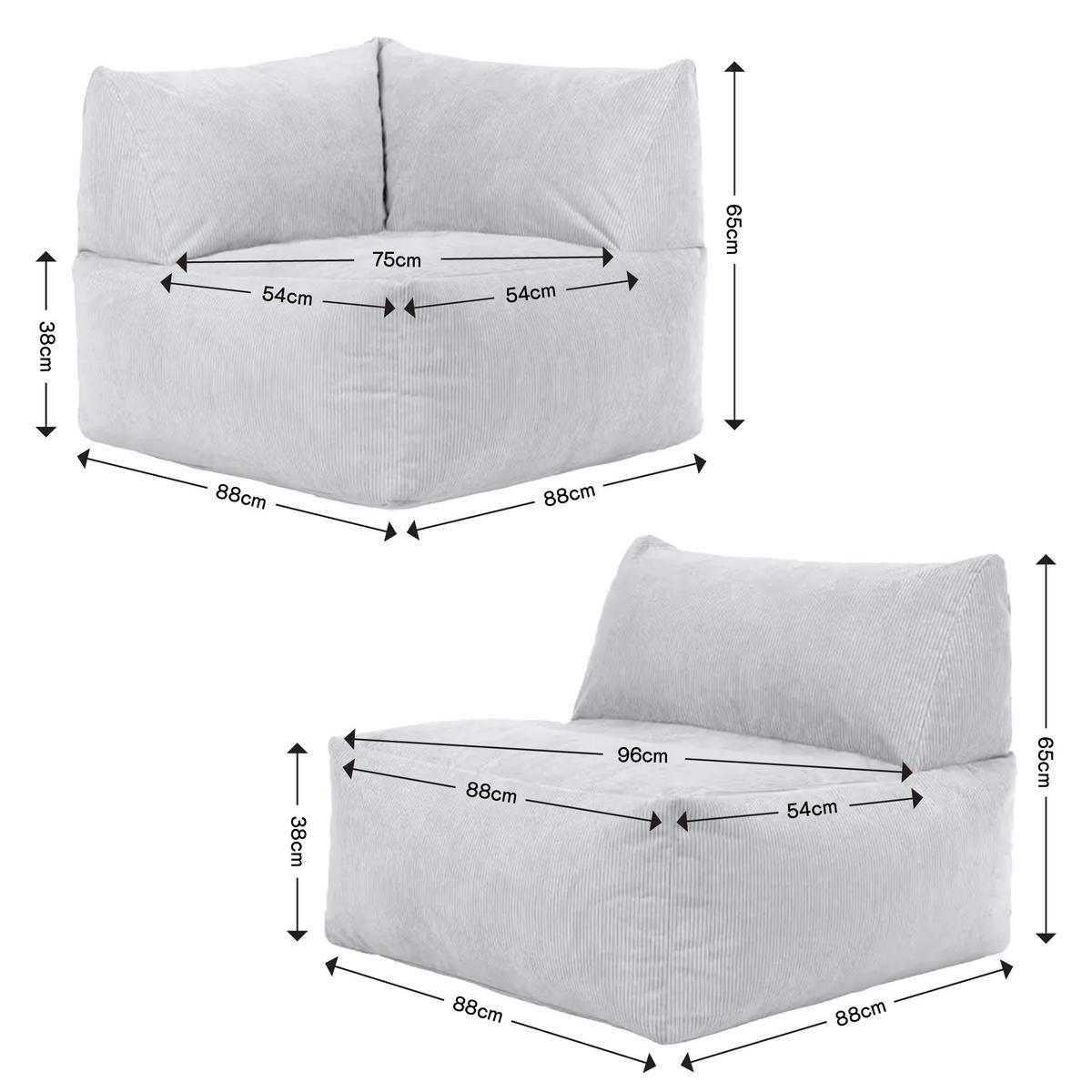 SITZSACK-SOFA 2-tlg.: Ecksessel, Sessel - Beige, Textil (195/68/100cm) - icon