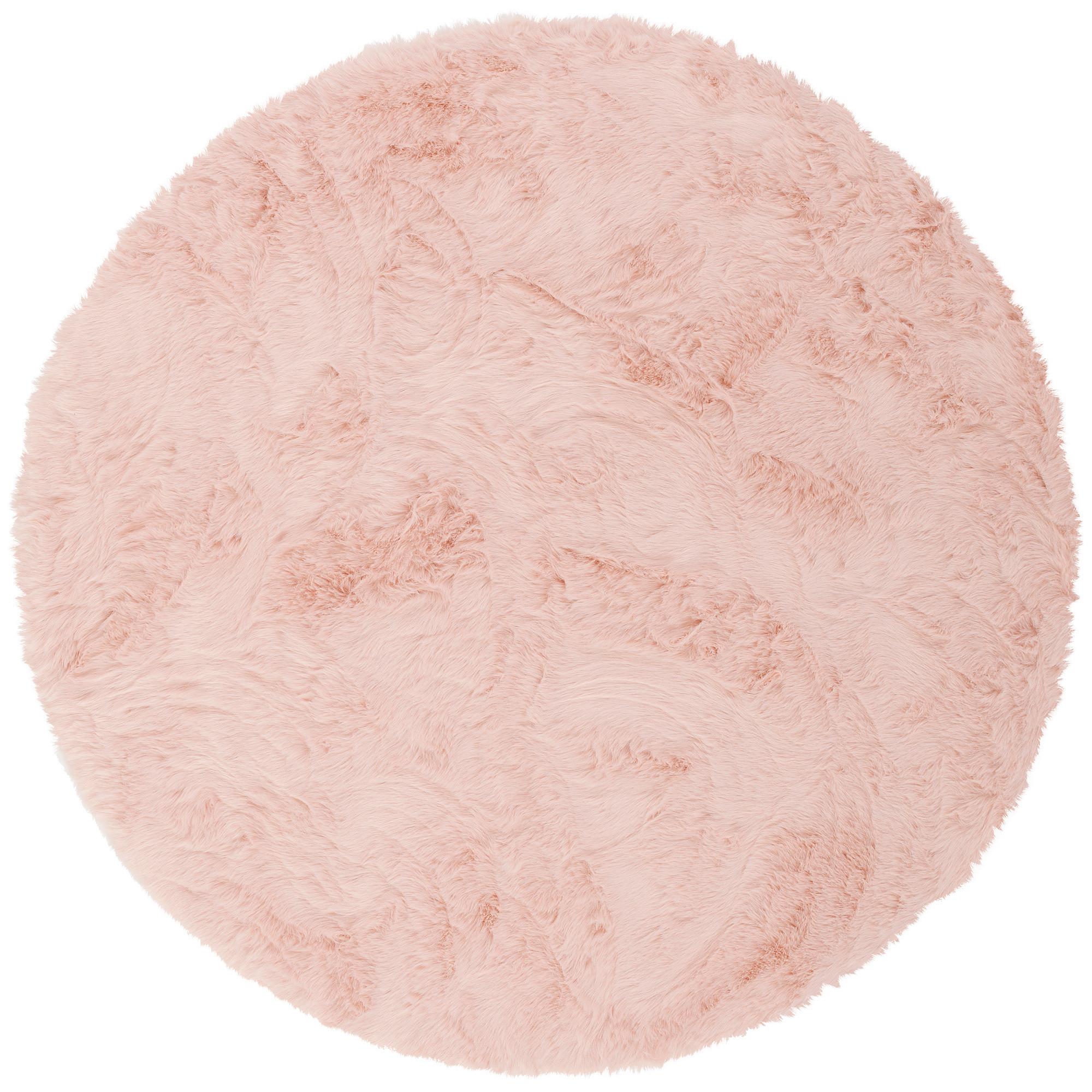 LUXUS SUPER SOFT FELLTEPPICH ASPEN RUND MELIERT - Rosa, Textil (160/160cm) - Pergamon