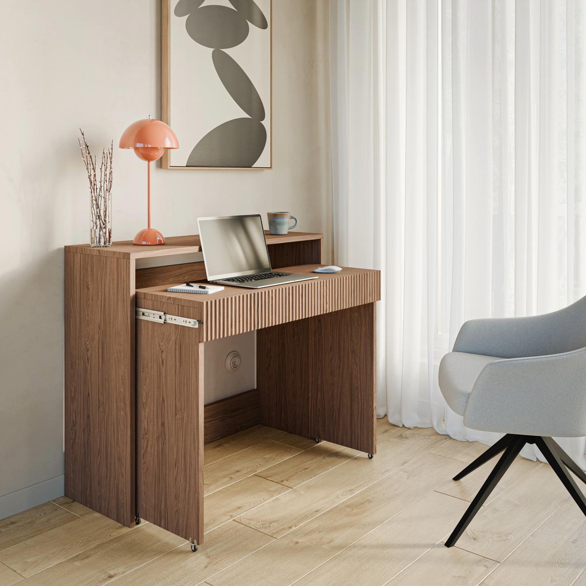 AUSZIEHBARER SCHREIBTISCH ZOOM EICHE CASELLA BRAUN 98 CM - Eichefarben, Holzwerkstoff (39/98/87cm) - Selsey