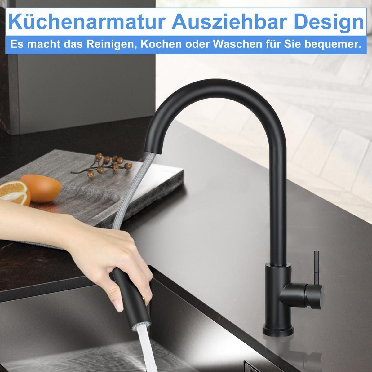 KÜCHENARMATUR Alwinw 5/43/27 cm - Schwarz, Metall (5/43/27cm) - ZMH