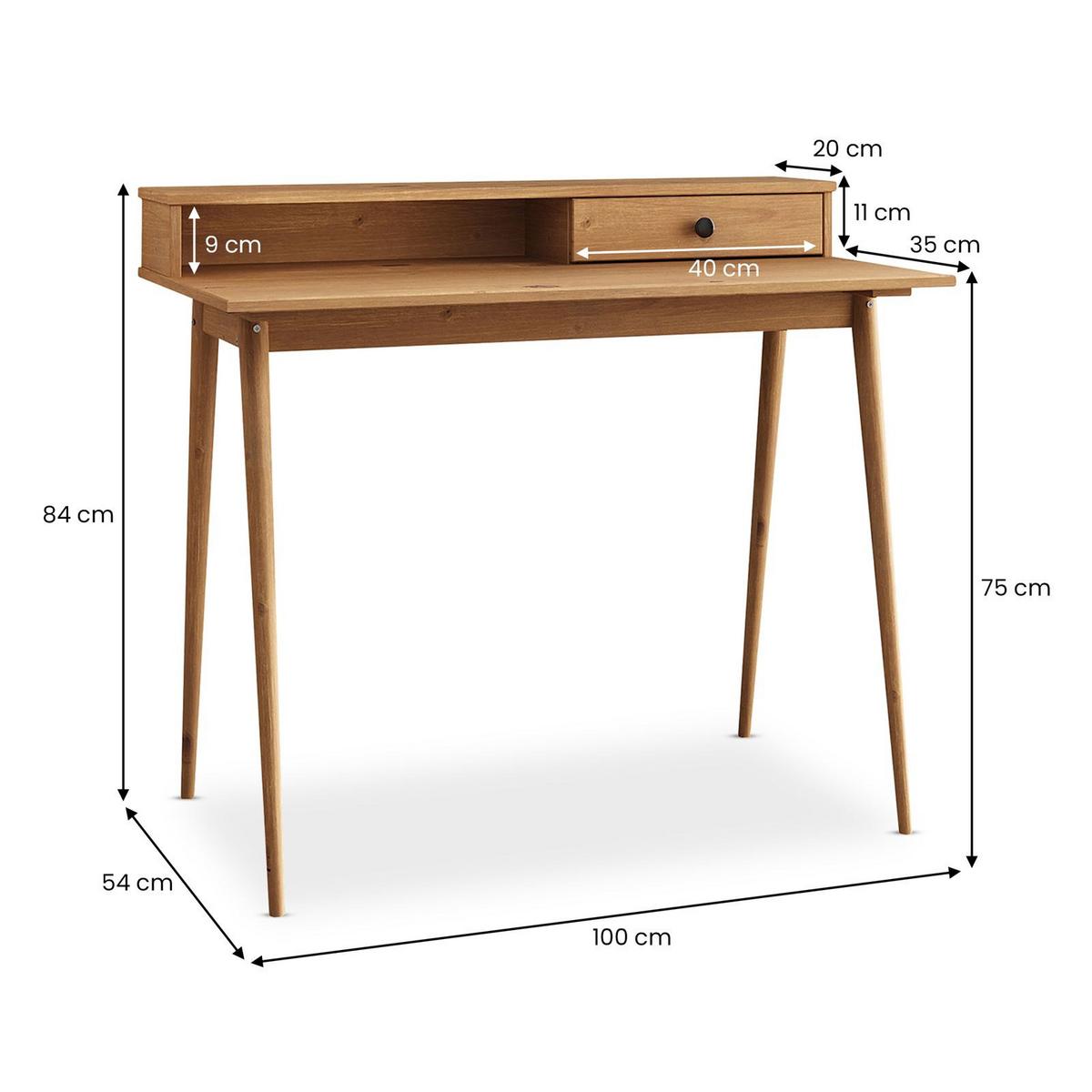 SCHREIBTISCH MALINA - Braun, Holz (54/100/86cm) - IDIMEX
