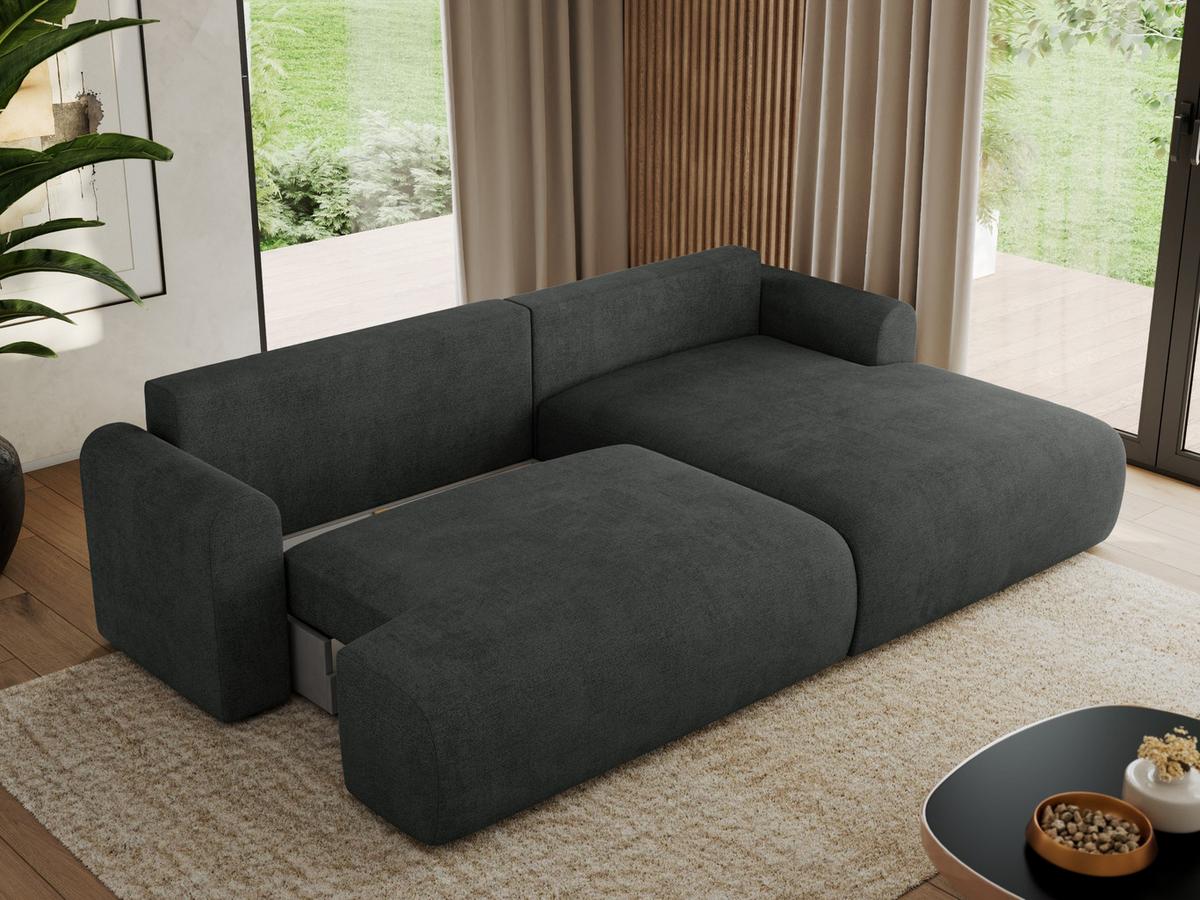 ECKSCHLAFSOFA TONO L Dunkelgrau Struktur - rechts - Dunkelgrau/Schwarz, Kunststoff/Textil (150/260cm) - MKS