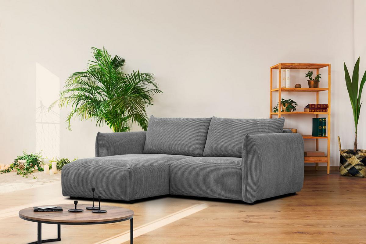 ECKSOFA TAUER 3-Sitzer, dunkelgrau - Dunkelgrau/Schwarz, Holzwerkstoff/Kunststoff (173/206cm) - Wozimo