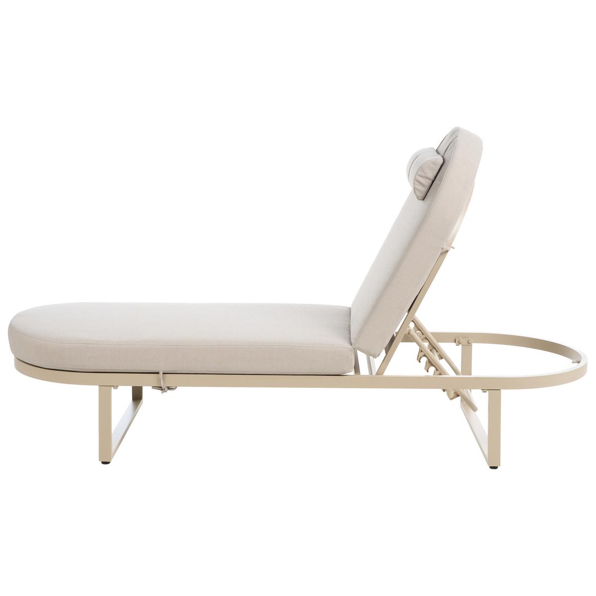 SONNENLIEGE mit Kissen Metall Beige Roncolo - Beige/Schwarz, Metall (128/40/70cm) - Beliani