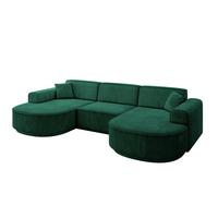 WOHNLANDSCHAFT MARI-U1-v3 - 303x171x83 cm Grün Velours - Schwarz/Grün, Holzwerkstoff/Kunststoff (303/83/171cm) - ALTDECOR