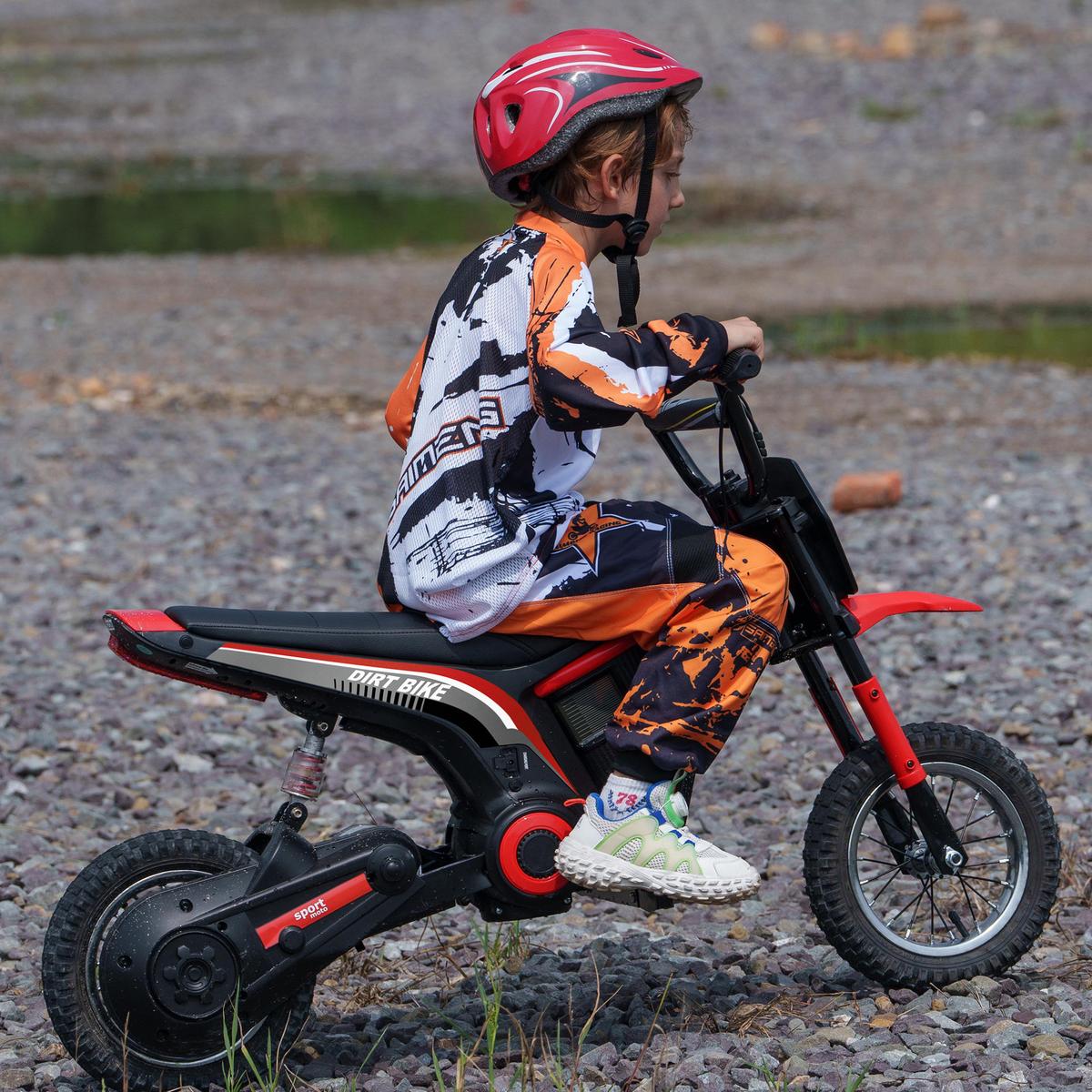 ELEKTRO Motorrad Kinder Elektromotorrad mit 24V 350W Motor, 8-16 KMH Rot - Rot, Kunststoff (119/64/76.5cm) - HOMCOM
