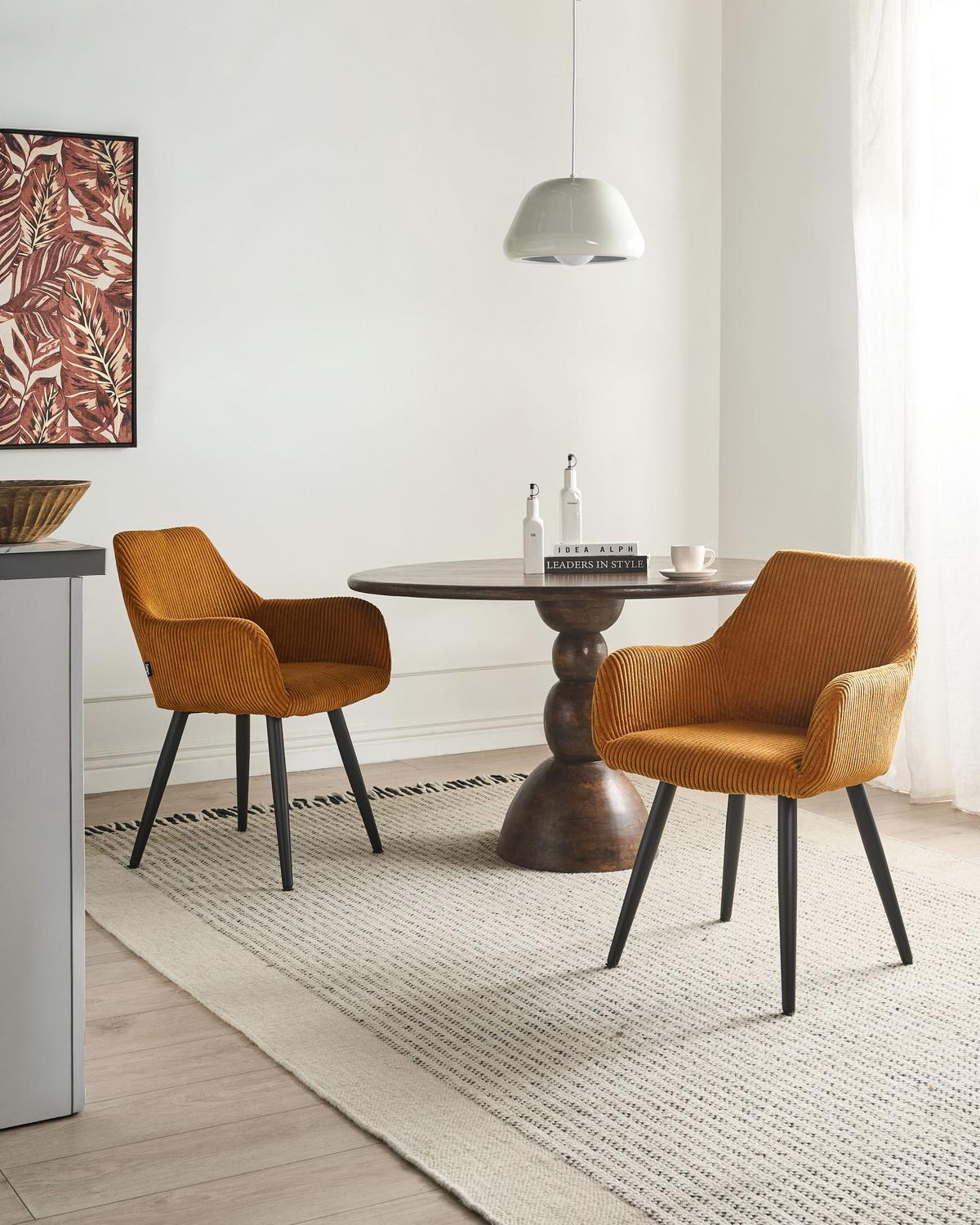 ESSZIMMERSTUHL 2er-Set Cord Orange Mori - Orange, Textil (56/83/64cm) - Beliani