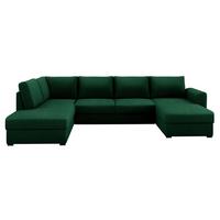 WOHNLANDSCHAFT Wilma Premium, Seite: Links - Smaragdgrün/Schwarz, Holz/Textil (305/85/188cm) - MIRJAN24