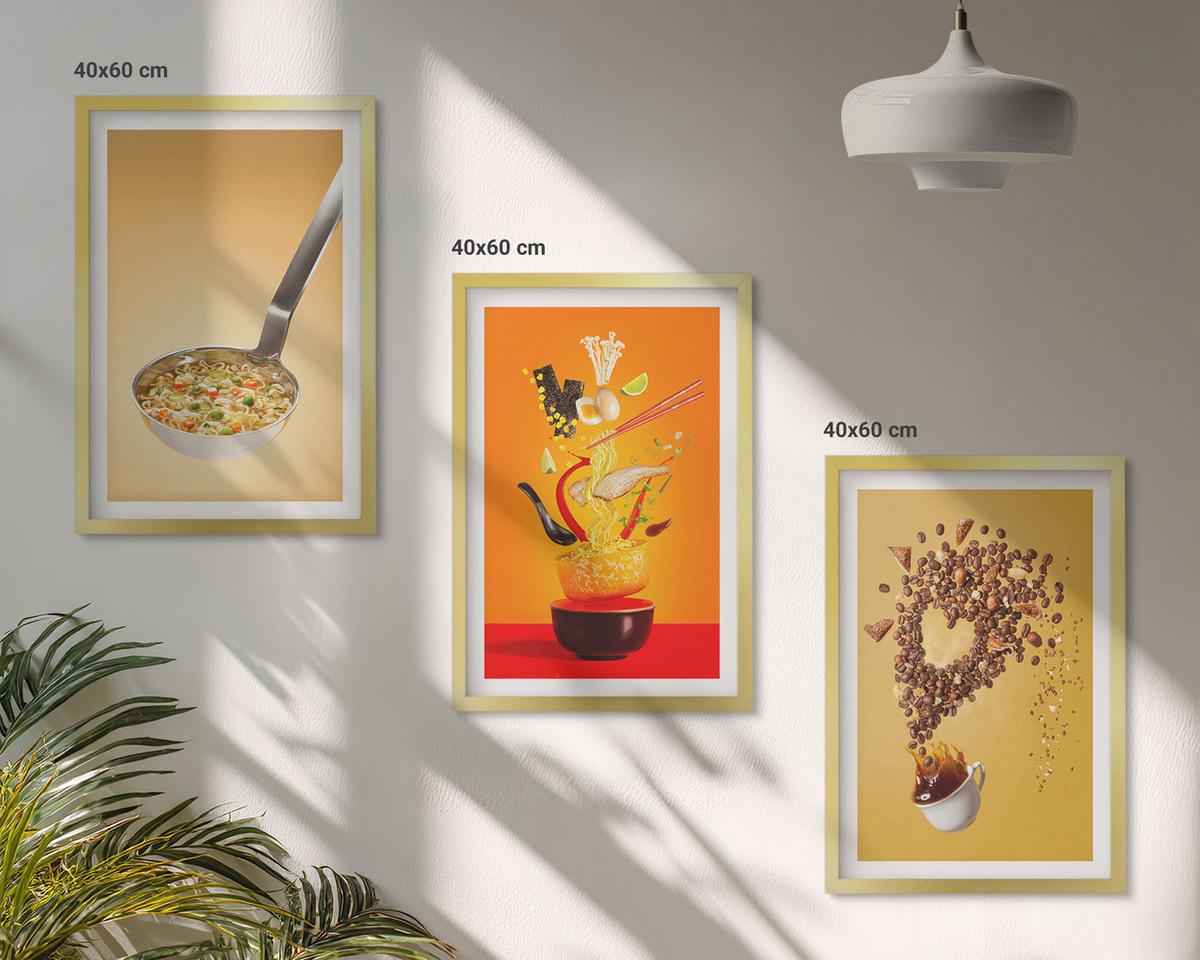 BILDER SET 3er Set - 40x60 cm Goldrahmen - Küchenthemen - Goldfarben, Kunststoff (40/60cm) - TULUP