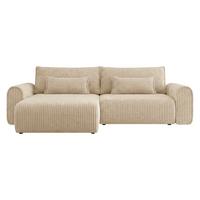 ECKSOFA Surles Cord - Beige/Schwarz, Holz/Kunststoff (245/145cm) - MIRJAN24
