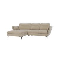 ECKSOFA Mira Beige Samt-Stoff - Beige/Schwarz, Textil/Metall (260/168cm) - S-Style