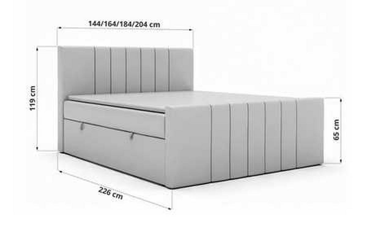 BOXBETT INERO DUO 140/200 - Beige Velvet - Topper Visco - H3 - Beige/Schwarz, Kunststoff/Textil (140/200cm) - MKS