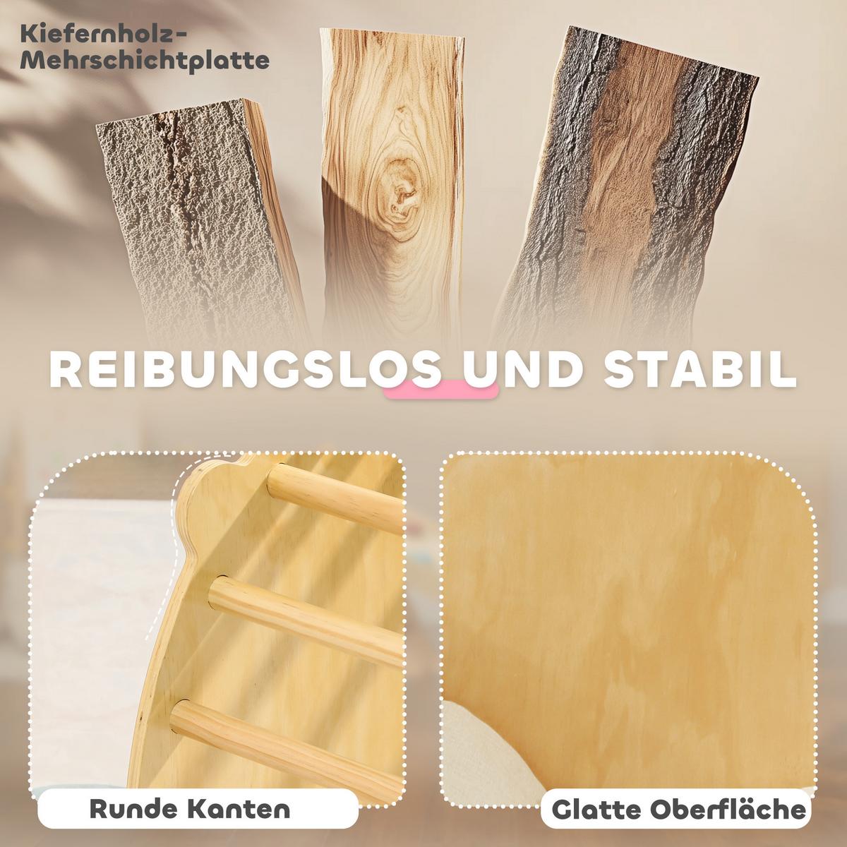 2 in 1 Klettergerüst Set, Kletterbogen zum Schaukeln und Klettern, Naturholz - Naturfarben, Holzwerkstoff (52/50/90cm) - AIYAPLAY
