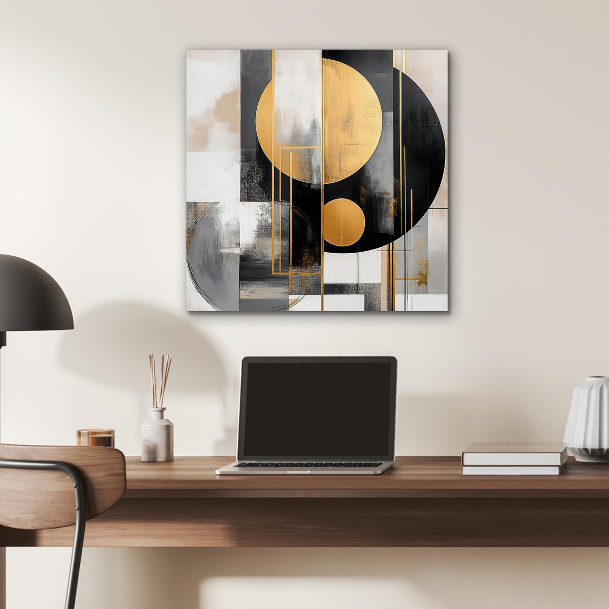 METALLBILD Abstrakt - Gold - Silber - Formen - Ästhetisch - Modern 50x50 cm - Goldfarben, Metall (50/50cm) - MuchoWow
